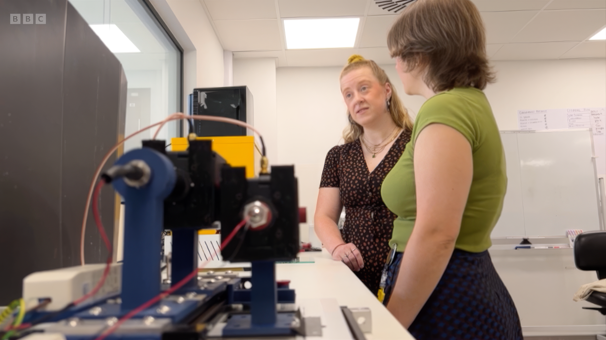 Albotherm team members with test equipment in the lab at Future Space, Bristol